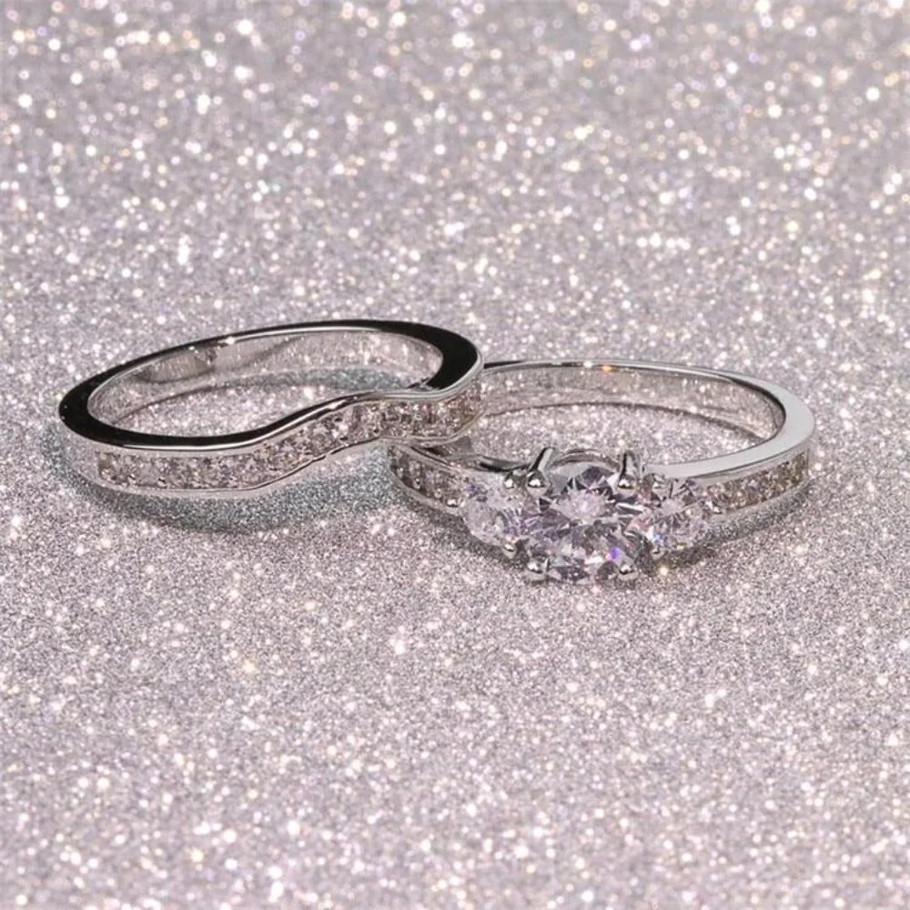 😍Shiny Round CZ Luxury Silver Beautiful Wedding Ring for Women, K876